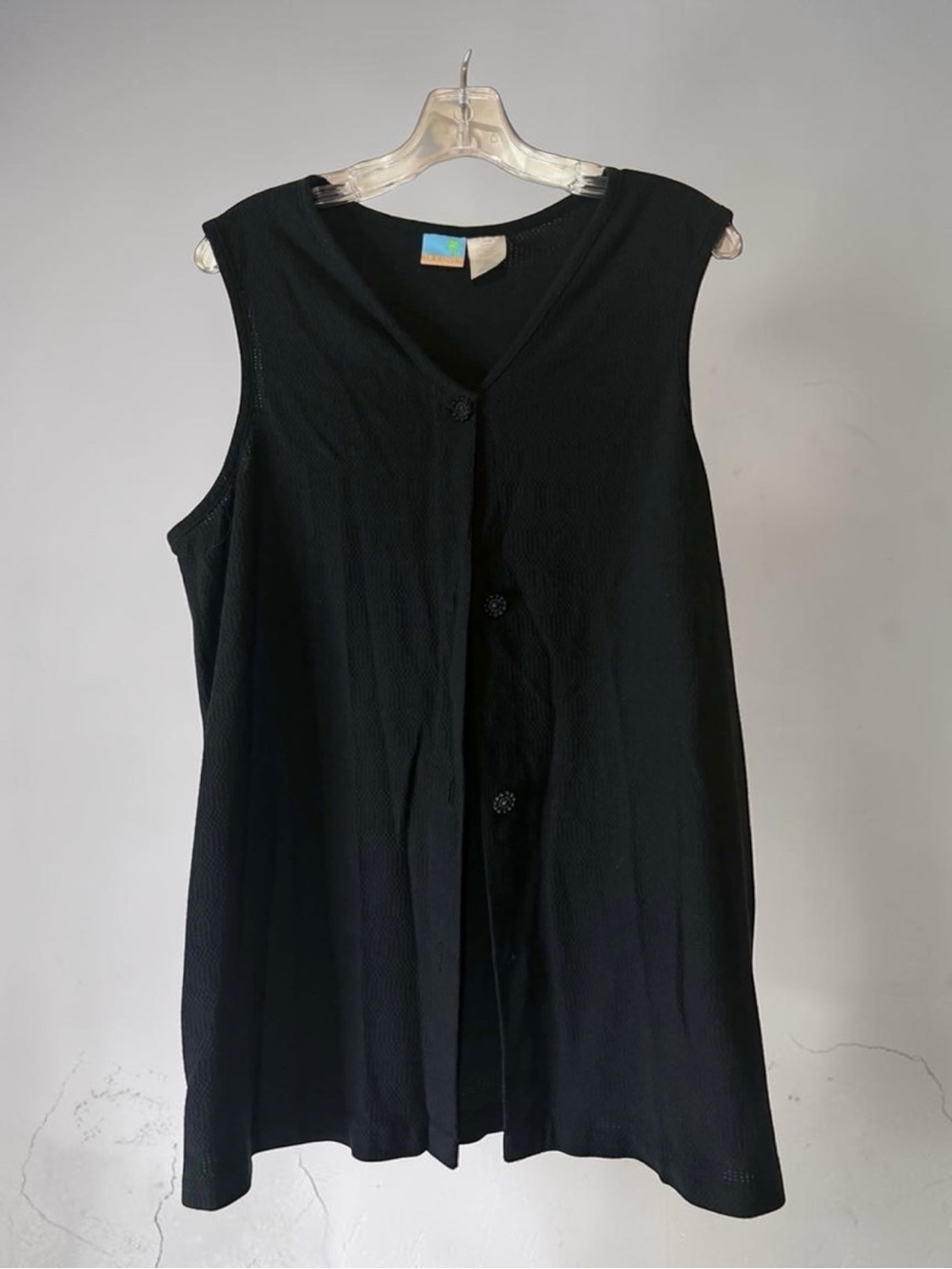 Y2K|90’s|Cotton|Polyester| Casual Sleeveless Button-Front Women's Top in Black